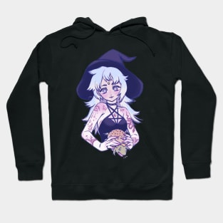 Anime, Witch, eating a frog, Tattoo, Digital Painting Hoodie